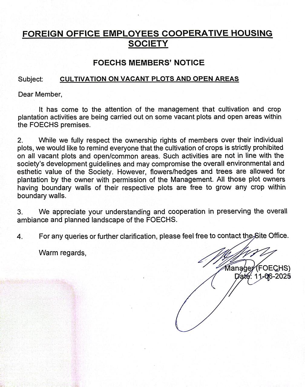 Cultivation on Vacant Plots and Open Areas